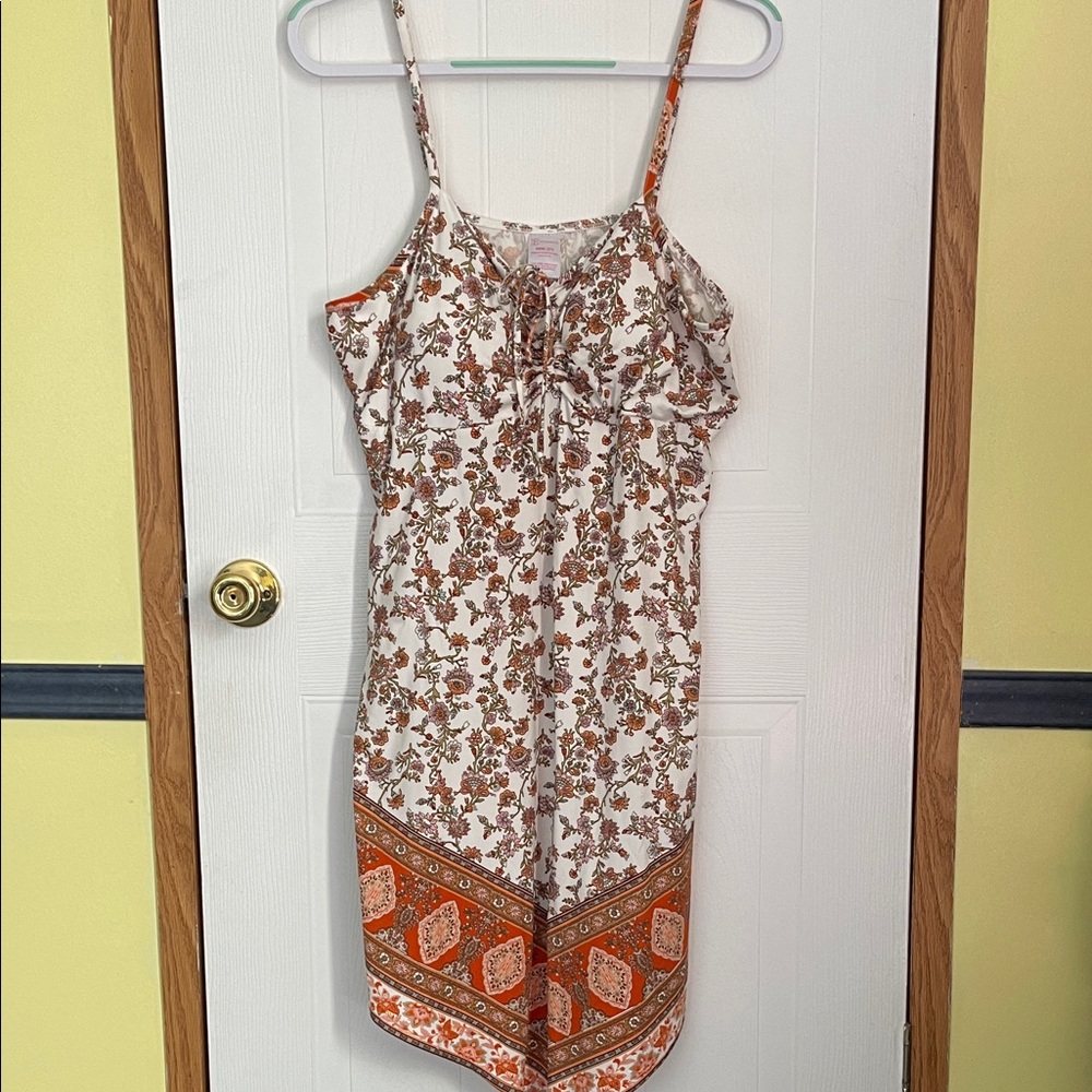 No Boundaries Floral Dress with Pink and Orange Hues